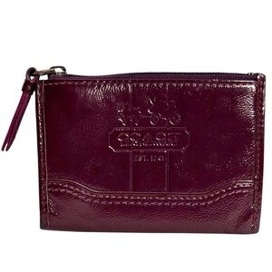 Coach Patent Leather Burgundy Card Case / Coin Pouch‎